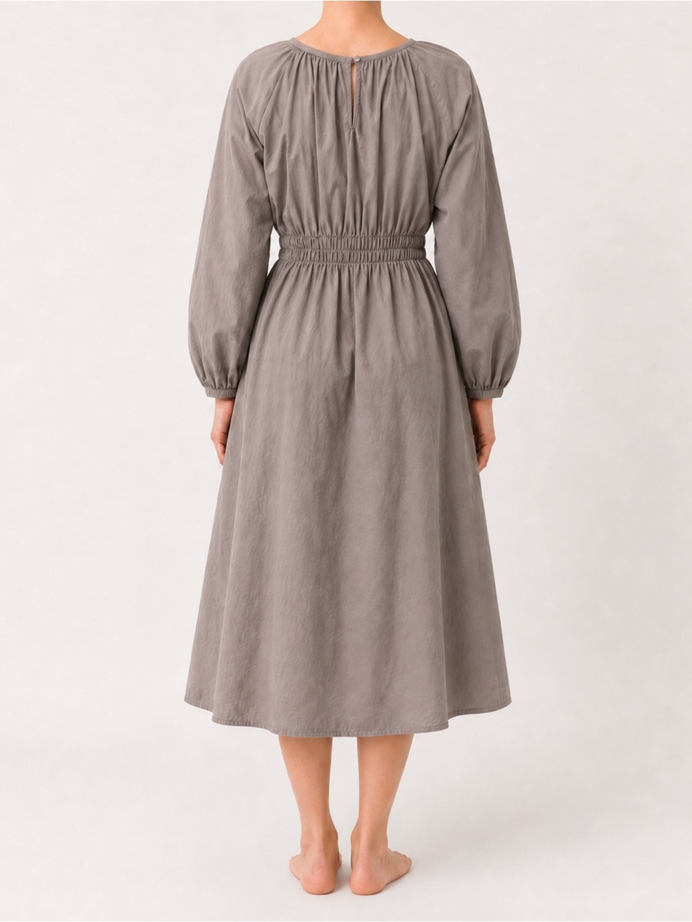 Poplin Semi Flared Long Dress Quiet Luxury Classic - Picture 3 of 4